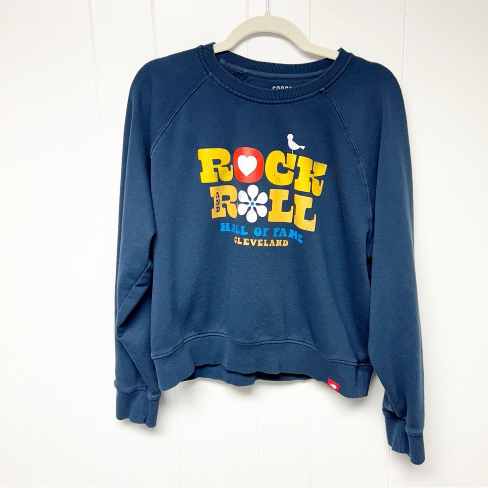 Sportique Rock & Roll  Hall of Fame Blue Hippie Graphic Sweatshirt Medium